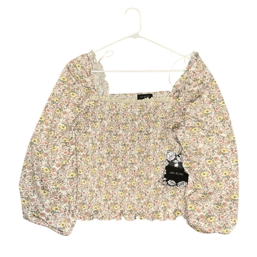 NWT Ava Rose Floral Boho Smocked Long Sleeve Floral XL